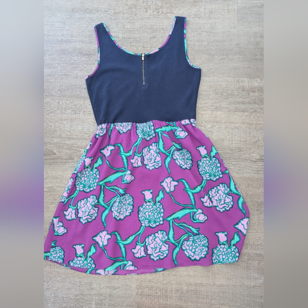 Lilly Pulitzer Floral Dress in Navy and Purple - Picture 4 of 7